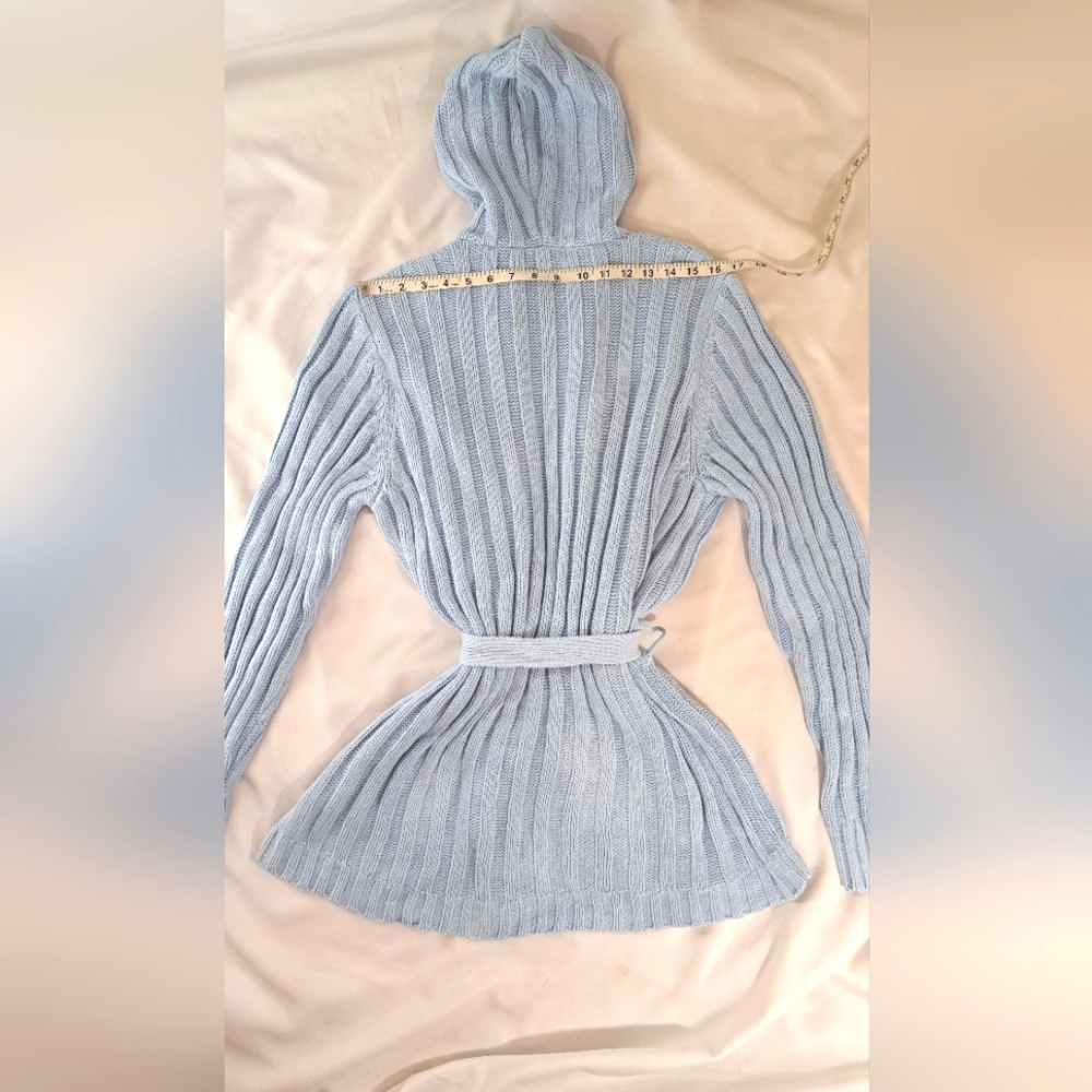 VENEZIA Jeans Co. Cableknit Belted Robe Cardigan Sweater with Hoodie - Picture 5 of 15